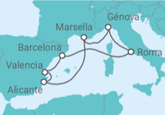 Itinerario del Crucero Mediterráneo Navidad 2025 - MSC Cruceros