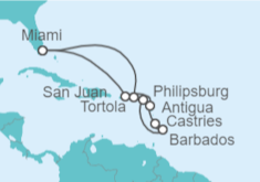 Itinerario del Crucero Puerto Rico, Antigua Y Barbuda, Santa Lucía, Barbados, Saint Maarten, Islas Vírgenes - Reino Unid... - Cunard