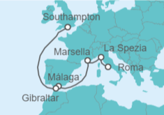 Itinerario del Crucero Italia, Francia, España, Gibraltar - Cunard