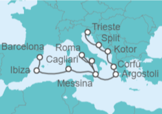 Itinerario del Crucero De Barcelona a Venecia - Cunard