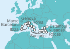Itinerario del Crucero De Barcelona a Roma - Cunard