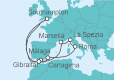 Itinerario del Crucero Mediterráneo desde Londres - Cunard