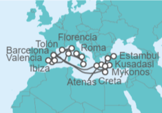 Itinerario del Crucero De Barcelona a Roma - Cunard