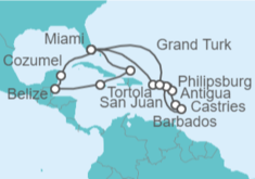 Itinerario del Crucero Bahamas, Jamaica, Belice, México, Estados Unidos (EE.UU.), Puerto Rico, Antigua Y Barbuda, Santa ... - Cunard