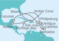 Itinerario del Crucero Puerto Rico, Antigua Y Barbuda, Santa Lucía, Barbados, Saint Maarten, Islas Vírgenes - Reino Unid... - Cunard