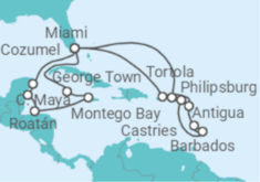 Itinerario del Crucero Caribe al Completo - Cunard