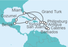 Itinerario del Crucero Descubriendo el Caribe - Cunard