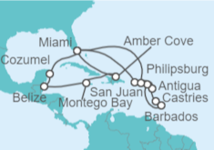 Itinerario del Crucero Caribe - Cunard