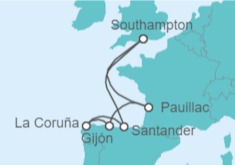Itinerario del Crucero España, Francia - Cunard