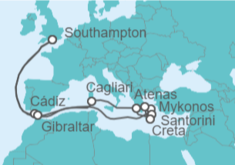 Itinerario del Crucero España, Grecia, Italia, Gibraltar - Cunard