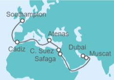 Itinerario del Crucero Omán, Egipto, Grecia, España - Cunard