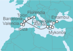 Itinerario del Crucero Desde Estambul (Turquía) a Barcelona - Cunard