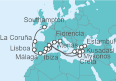 Itinerario del Crucero Desde Southampton (Londres) a Barcelona - Cunard