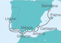 Itinerario del Crucero Desde Barcelona a Lisboa - WindStar Cruises