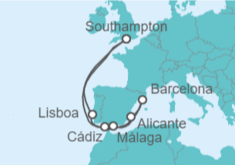 Itinerario del Crucero Mediterráneo desde Southampton - Cunard