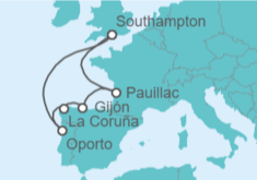 Itinerario del Crucero Portugal, España, Francia - Cunard