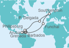 Itinerario del Crucero Portugal, Barbados, Santa Lucía, Curaçao, Aruba, Antigua Y Barbuda, Saint Maarten - Cunard