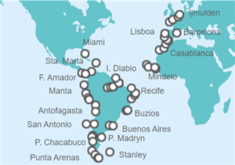 Itinerario del Crucero Vuelta al mundo - Holland America Line