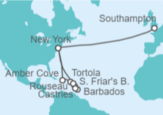 Itinerario del Crucero Islas Vírgenes - Reino Unido, Barbados, Santa Lucía, Estados Unidos (EE.UU.) - Cunard