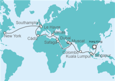 Itinerario del Crucero De Hong Kong a Nueva York - Cunard