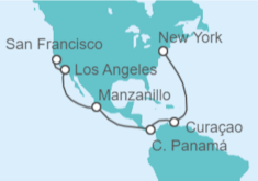 Itinerario del Crucero Curaçao, Panamá, México, Estados Unidos (EE.UU.) - Cunard