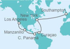 Itinerario del Crucero Estados Unidos (EE.UU.), Curaçao, Panamá, México - Cunard
