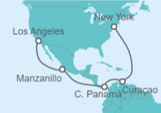 Itinerario del Crucero Curaçao, Panamá, México, Estados Unidos (EE.UU.) - Cunard
