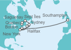 Itinerario del Crucero Estados Unidos (EE.UU.), Canadá - Cunard