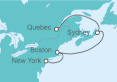 Itinerario del Crucero Estados Unidos (EE.UU.), Canadá - Cunard