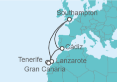 Itinerario del Crucero Islas Canarias, Madeira, Azores - Cunard