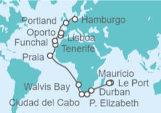 Itinerario del Crucero Desde Port Louis a Hamburgo  - AIDA