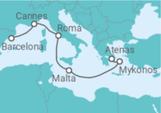 Itinerario del Crucero De Barcelona a Italia e Islas Griegas - Virgin Voyages