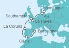 Itinerario del Crucero España, Francia, Reino Unido, Alemania - MSC Cruceros