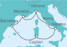 Itinerario del Crucero Francia, España, Italia - Costa Cruceros
