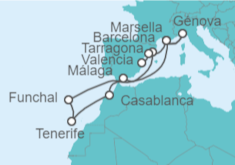 Itinerario del Crucero Marruecos, España, Portugal, Francia, Italia - MSC Cruceros
