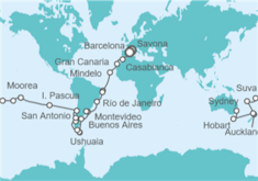 Itinerario del Crucero Tramo de Vuelta al mundo. De Savona a Sydney - Costa Cruceros