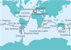 Itinerario del Crucero Tramo de Vuelta al mundo. De Marsella a Ciudad del Cabo - Costa Cruceros