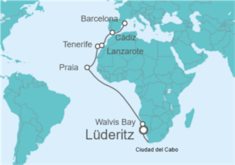 Itinerario del Crucero Tramo de Vuelta al mundo. De Ciudad del Cabo a Barcelona - Costa Cruceros