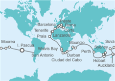 Itinerario del Crucero Tramo de Vuelta al mundo. De Santiago de Chile a Trieste - Costa Cruceros