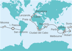 Itinerario del Crucero Tramo de Vuelta al mundo.De Santiago de Chile a Barcelona - Costa Cruceros