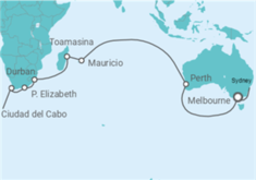 Itinerario del Crucero Tramo de Vuelta al mundo. De Sydney a Ciudad del Cabo  - Costa Cruceros