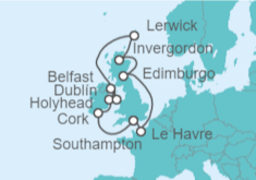 Itinerario del Crucero Irlanda, Reino Unido, Francia - Princess Cruises