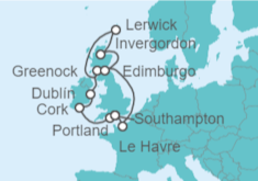 Itinerario del Crucero Irlanda, Reino Unido, Francia - Princess Cruises