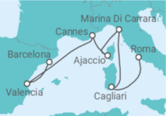 Itinerario del Crucero Italia, Francia, España - Virgin Voyages