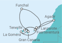 Itinerario del Crucero Islas Canarias y Marruecos - AIDA
