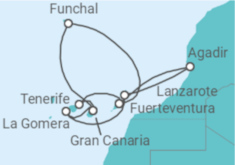Itinerario del Crucero Islas Canarias y Funchal - AIDA