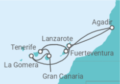 Itinerario del Crucero Islas Canarias y Marruecos - AIDA