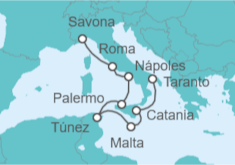 Itinerario del Crucero Italia, Túnez, Malta - Costa Cruceros