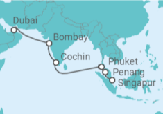 Itinerario del Crucero Emiratos Árabes, India, Tailandia, Malasia, Singapur - Royal Caribbean