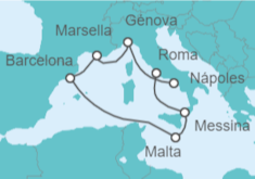 Itinerario del Crucero Italia, Malta, España, Francia - MSC Cruceros